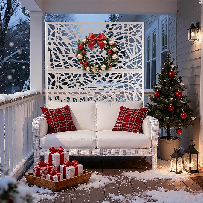 Outdoor Privacy Screen,72" H×47" W Metal Privacy Screen, Freestanding Privacy Fence Panels for Patio