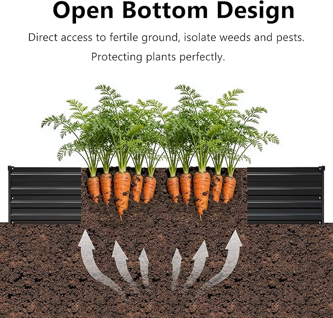4x3x1 ft(2 Pack) Galvanized Raised Garden Bed,Outdoor Planter Box Metal Patio Kit Planting Bed for Vegetables Flowers and Succulents,Black