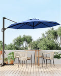 GarveeLife 10 ft Patio Umbrella Outdoor Large Cantilever Umbrella w/Base Included Market Sun Shade Windproof Offset Umbrella with 360-Degree Rotation for Garden Deck Pool Patio, Navy Blue