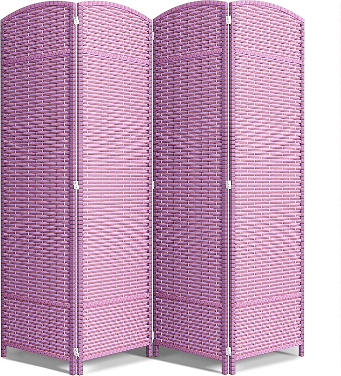 Sorbus 4-Panel Black Room Divider with Double Hinged Panels, 6 ft Tall Folding Privacy Screen