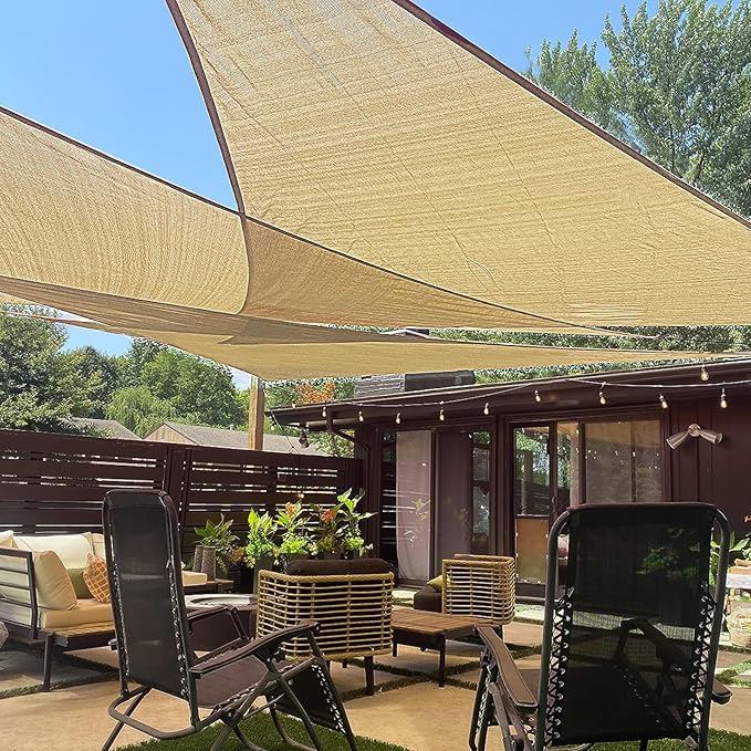 LOVE STORY Custom Size 7'x9'x11.4' Sand Sun Shade Sail Right Triangle Sunhsade Fabric Awning Canopy for Patio Backyard Carport Pergola (Customized)