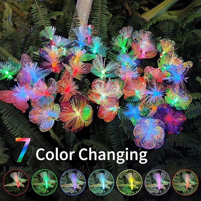 JJGoo 2 Pack Solar Garden Lights, Solar Butterfly Swaying Light for Outside, New Upgraded Outdoor Waterproof Light for Garden Patio Yard Front Porch Decor