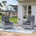 2-Seat Modern Patio Furniture Set with Swivel Rocking Chairs, Thick 4″ Cushions, Dual-Strand Wicker Rattan, Rust-Resistant Steel Frame – Outdoor Conversation & Modular Sectional,Black