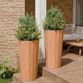23.6" H Tall Planters for Outdoor Plants, 2 Pack Large Outdoor Planters for Porch Decor with Automatic Drainage Hole, Plastic Stripe Design Flower Pots Fits Indoor Plants Patio Garden, Black