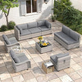 8-Seat Modern Patio Furniture Set with Swivel Rocking Chairs, Thick 4″ Cushions, Dual-Strand Wicker Rattan, Rust-Resistant Steel Frame – Outdoor Conversation & Modular Sectional,Black