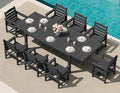 SERWALL 9-Piece Outdoor Dining Set, 60" - 83" Expandable Outdoor Dining Table and 8 HDPE Chairs, All Weather HDPE Outdoor Furniture Set for Backyard, Garden, Black