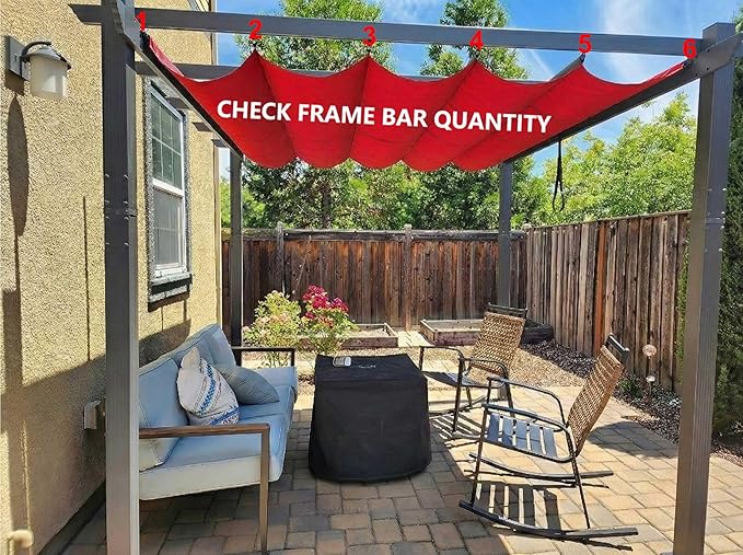 Pergola Shade Cover Replacement Canopy Top Compatible with 10 X 13 ft 6-Bar Pergola Frames - Red (Canopy Size 116" W x 135" L, Canopy Top Only)