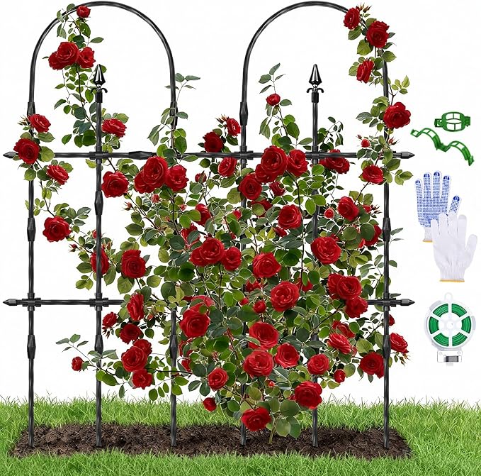 2026 New Upgraded Garden Trellis for Climbing Plants Outdoor, 47.2" Hx39.6 W Rustproof Sturdy Garden Arch Trellis for Potted Climbing Cucumber Tomato Vegetable Rose Flower Plant Trellises
