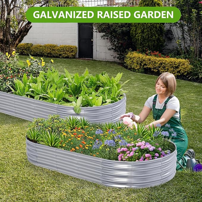Galvanized Raised Garden Bed, 6x3x1 FT Thickening Planter Boxes Outdoor, Raised Beds for Gardening, Easy Assembly Large Garden Bed for Vegetables, Fruits, Flowers (2-Pack)