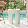 Christopher Knight Home Ottilie Outdoor Side Table, Lightweight Concrete Garden Stool with Four Legs Shaped, Decorative Accent Table Patio End Table for Patio Balcony Beach Pool Side, Antique White