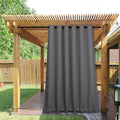 NICETOWN 2 Panels Outdoor Curtains for Patio Waterproof & Windproof, Grommet & Back Tab on Top & Bottom Weighted Drapes Keep Sun/Rain Out with Bouns Rope for Deck, Grey, W84 x L95