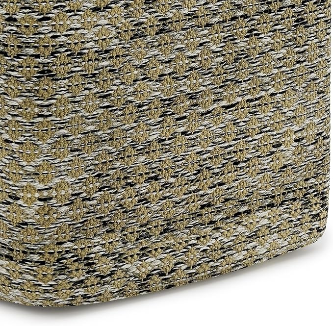 SIMPLIHOME Janelle Square Pouf - 18 inch Wide Upholstered PET Polyester Outdoor/Indoor Ottoman in Multi Color, Boho Footstool or Extra Seating for Living Room, Bedroom, or Patio, Assembled