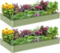 2PCS 8x4x1FT Galvanized Raised Garden Bed, Galvanized Planter Raised Garden Boxes Outdoor, Large Metal Raised Garden Beds for Vegetables-Green
