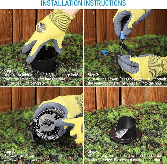 LEONLITE Dia. 4 Inch 5CCT Well Lights Landscape LED In Ground, Shielded Top, 5 Color Temperature Selectable, 12-24V AC/DC CRI90 Low Voltage Garden Landscaping, Black Aluminum Housing, Pack of 6