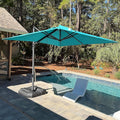 PURPLE LEAF 9 Feet Patio Umbrella Outdoor Cantilever Square Umbrella Aluminum Offset Umbrella with 360-degree Rotation for Garden Deck Pool Patio, Turquoise Blue