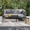 Sundale 5 Pieces Outdoor Patio Furniture Set, Metal Sectional Sofa Patio Conversation Set with Coffee Table, Modern Patio Corner Couch for Balcony, Porch, Sunroom