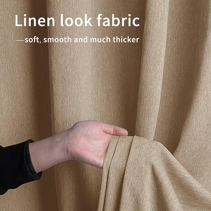 Easy-Going Linen Look Outdoor Curtains Waterproof Windproof Porch Curtains, Soft Thicken Outdoor Privacy Curtains for Patio, Gazebo, Grommet Top and Tab Bottom Drape, 1 Panel, 110x96 inch, Beige