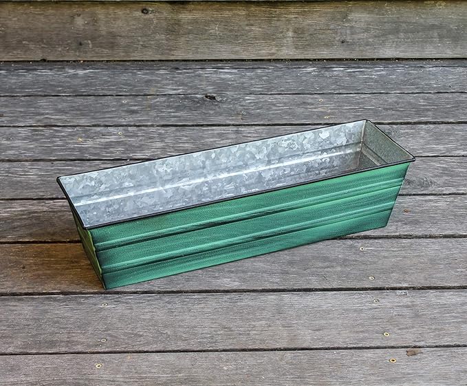 Achla Designs Galvanized Window Flower Box Planter-Green-Small (22" L x 6" W x 5" H)