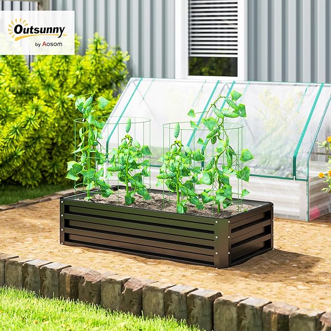 Outsunny Galvanized Raised Garden Bed, 4' x 2' x 1' Metal Planter Box, for Growing Vegetables, Flowers, Herbs, Succulents, Gray