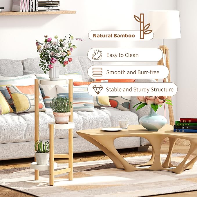 FILWH Plant Stand Indoor Outdoor Plant Rack 3 Tier 3 Potted Flower Holder Ladder Plant Stands for Balcony Window Living Room Garden Patio White