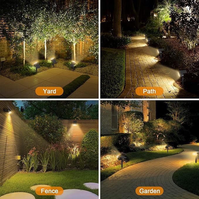 LANSOW Solar Spot Lights Outdoor, [4 Pack/76 LED] 2-in-1 Solar Landscape Spotlights, 3 Modes IP65 Waterproof Dusk to Dawn Solar Powered Flood Wall Lights for Outside Yard Garden Pathway(Warm White)