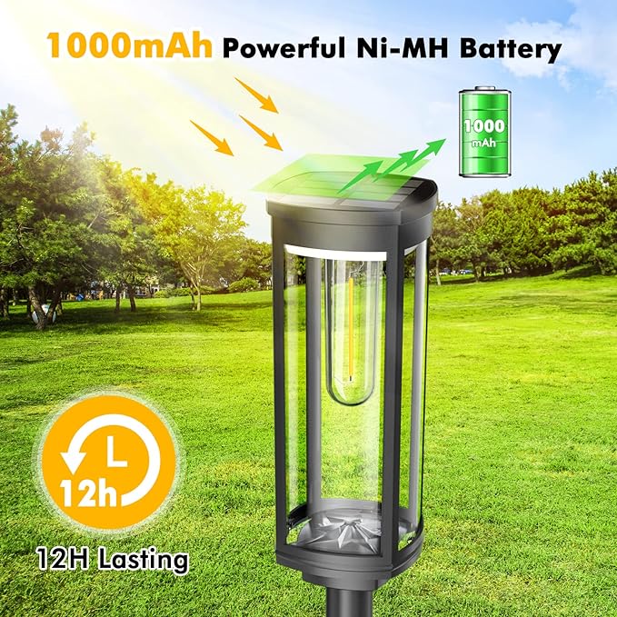 Solar Pathway Lights Outdoor 4 Packs, Bright Solar Path Light Outside Waterproof, Solar Garden Decorative Solar Powered Landscape Lights for Walkway Driveway Lawn Patio Sidewalk Yard Decor