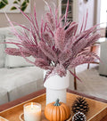 7 PCS Artificial Stems Fake Plants for Spring Summer Decor, 26 in Fake Leaves Greenery Branches Purple Silk Flowers Faux Foliage DIY Stems for Vase Home Kitchen Farmhouse Indoor Table Centerpiece