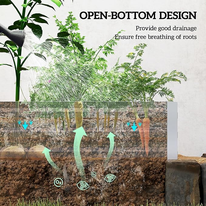 Outsunny Galvanized Raised Garden Bed, 8' x 3' x 1' Metal Planter Box, for Growing Vegetables, Flowers, Herbs, Succulents, Silver