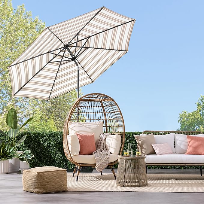 Best Choice Products 10ft Solar Polyester LED Lighted Patio Umbrella w/Tilt Adjustment and UV-Resistant Fabric