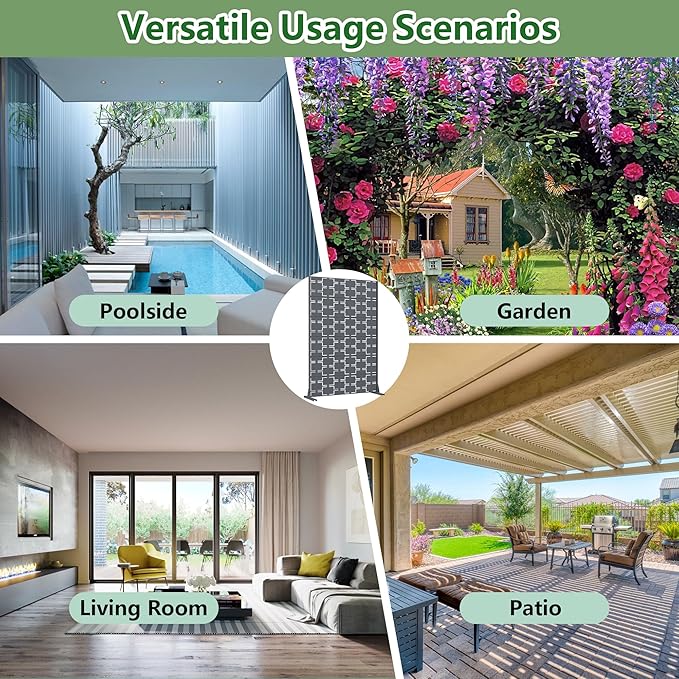 Casaphoria Metal Privacy Screen Outdoor, 72" H x 47" W Freestanding Decorative Privacy Screen for Patio Deck Balcony Garden with Stable Base, Darkgray-Square