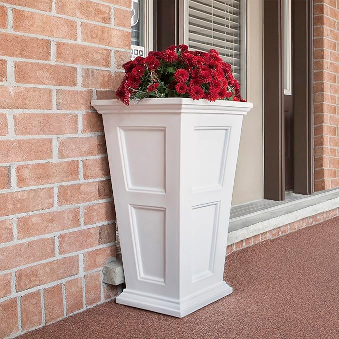Mayne Fairfield 34-Inch Tall Planter – Weather-Resistant Self-Watering Indoor/Outdoor Garden Pot for Flowers, Patio, Porch, and Entryway, Durable Design