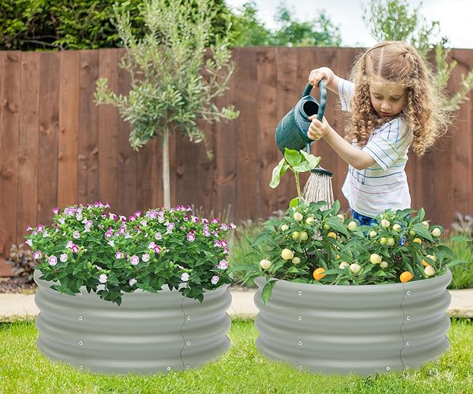 2-Pack 2x1ft Galvanized Raised Garden Bed, Outdoor Planter Bed, Metal Planter Box for Gardening and Planting,Light Green
