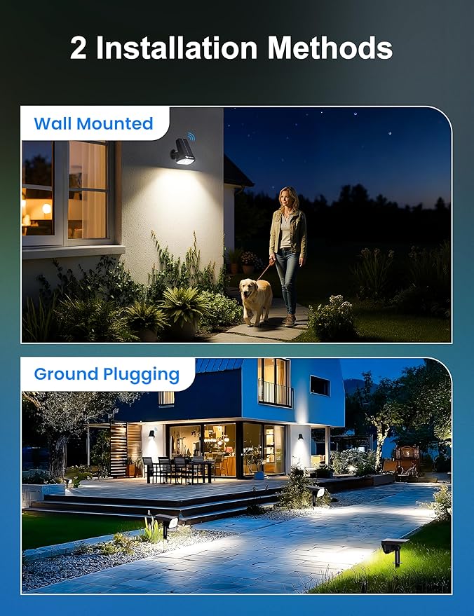 Brightown 4 Pack Solar Motion Lights Outdoor Waterproof, Motion Sensor Spot Lights- 58 LED/3 Modes Solar Powered Spotlights 2-in-1 Auto On/Off for Outside Yard Wall Garden, Cool White