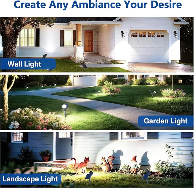 Solar Lights Outdoor Waterproof IP65,6500K Super Bright LED,2 Lighting Modes, Solar Powered Yard Garden Solar Spot Lights for Flag Landscape Auto On/Off-1 Pack
