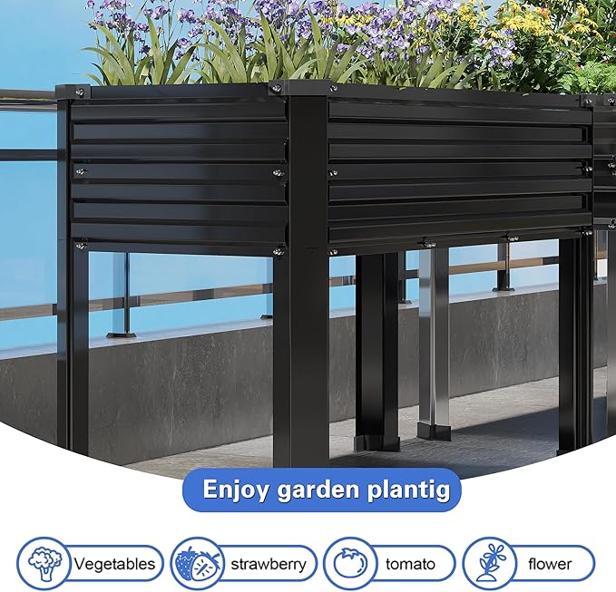2PCS Galvanized Raised Garden Bed with Legs,2PCS 48×18×30in Elevated Planter Box for Backyard,Garden, Patio, Balcony, 300lb Capacity,Planters for Outdoor Plants,Black