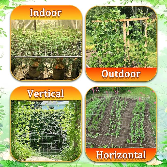 6x15FT Plant Trellis Netting,Heavy-Duty Garden Grow Net Polyester Square Mesh Nets for Climbing Plants,Tomatoes,Cucumbers,Beans,Fruits,Flowers