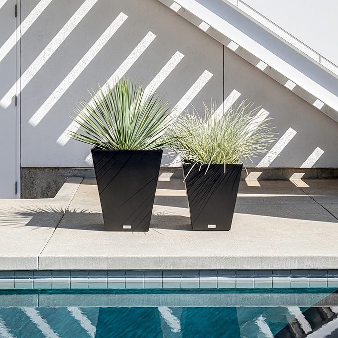 Veradek Pure Series Nobleton Plastic Planter - Large Pots for Indoor or Outdoor Porch/Patio | Durable All-Weather Use with Drainage Holes | Modern Planter Décor for Flowers, Shrubs, Trees