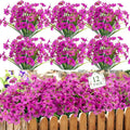 MACTING 12 Bundles Artificial Flowers for Outdoors Fake Flowers UV Resistant Faux Outdoor Plants No Fade for Planters Window Box Patio Porch Yard Garden Spring Summer Decorations(Purple)