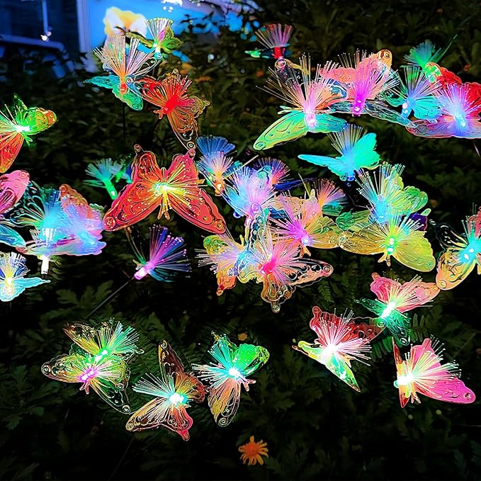 JJGoo 2 Pack Solar Garden Lights, Solar Butterfly Swaying Light for Outside, New Upgraded Outdoor Waterproof Light for Garden Patio Yard Front Porch Decor