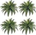 35" Fake Ferns, 4 Large Artificial Bonston Ferns Bushes Plants with 39 Fronds for Outdoors Garden Patio Porch Entrance Low Maintain Home Decor