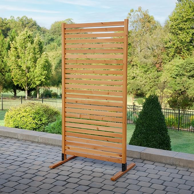 6.1ft H x 3ft W (1 Panel) Freestanding or Surface Mounted Enclo Tiaga Privacy Screen, Wood Fence Screen, Outdoor or Indoor Decorative Privacy Panel, Great for Balcony, Patio, Deck, AZ18030