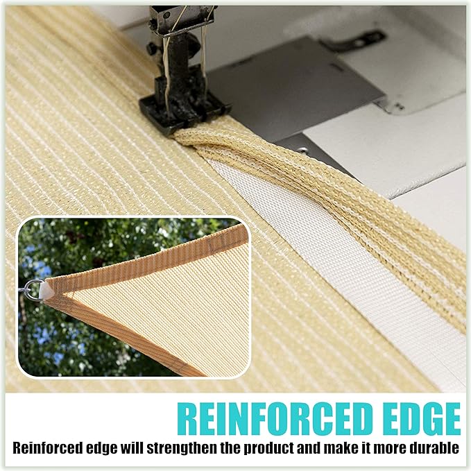 Amgo Custom Size 15' x 22' x 26.6' Sand Beige Right Triangle Sun Shade Sail UPF50+ AGTAPRT12, Order to Make Canopy Awning, 95% UV Blockage, Water & Air Permeable, Commercial Standard (We Customize)
