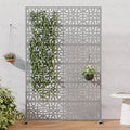 Casaphoria Metal Privacy Screen Outdoor, 72" H x 47" W Freestanding Decorative Privacy Screen for Patio Deck Balcony Garden with Stable Base, Grey-Perilla