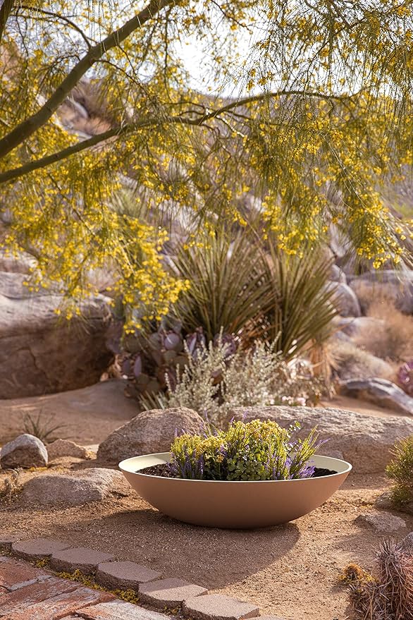 Veradek Mason Series Lane Bowl Planter| for Indoor or Outdoor Tabletops/Gardens |Made from Plastic-Stone Composite with Drainage Holes|Modern Décor for Flowers, Succulents, Small Plants