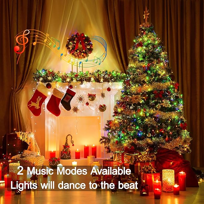 Brizled RGB Christmas Lights, 66ft 200 LED Color Changing Christmas Light with Remote, Dimmable Xmas Lights Outdoor Indoor Waterproof Mini String Light, Xmas Tree Lighting for Tree Halloween Party
