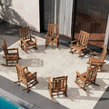 SERWALL Outdoor Rocking Chair Brown Set of 8, All Weather Patio Rocking Chair, HDPE Poly Rocking Chair for Adults, Heavy Duty Front Porch Rocker