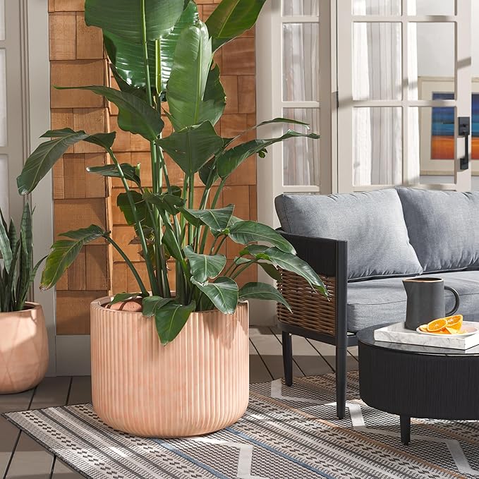 SAFAVIEH Outdoor Collection Lucca Terracotta Cement Ficonstone Planter Pot