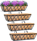 24in 4pcs Planter Box with Coco Liner, Rust-Resistant Metal Frame, Drainage Hole, Indoor/Outdoor Use, Black Finish