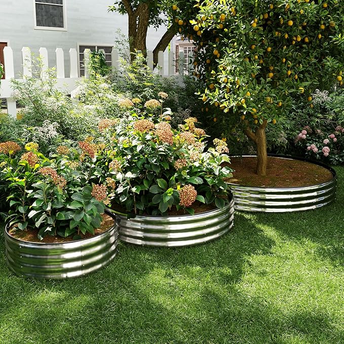 Fire Ring Pit Round Galvanized Fire Ring for Outside Fire Pit Garden Bed Kit，Height 12 Inch, 2x2x1ft Round Galvanized Steel Fire Pit