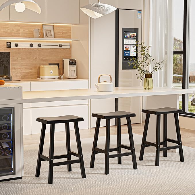 Bar Stools Set of 2, Waterproof UV-Resistant,Durable Resin Kitchen Island Chairs for Indoor & Outdoor Use, Modern Design for Home,Bar,and Cafe (24inch *2)